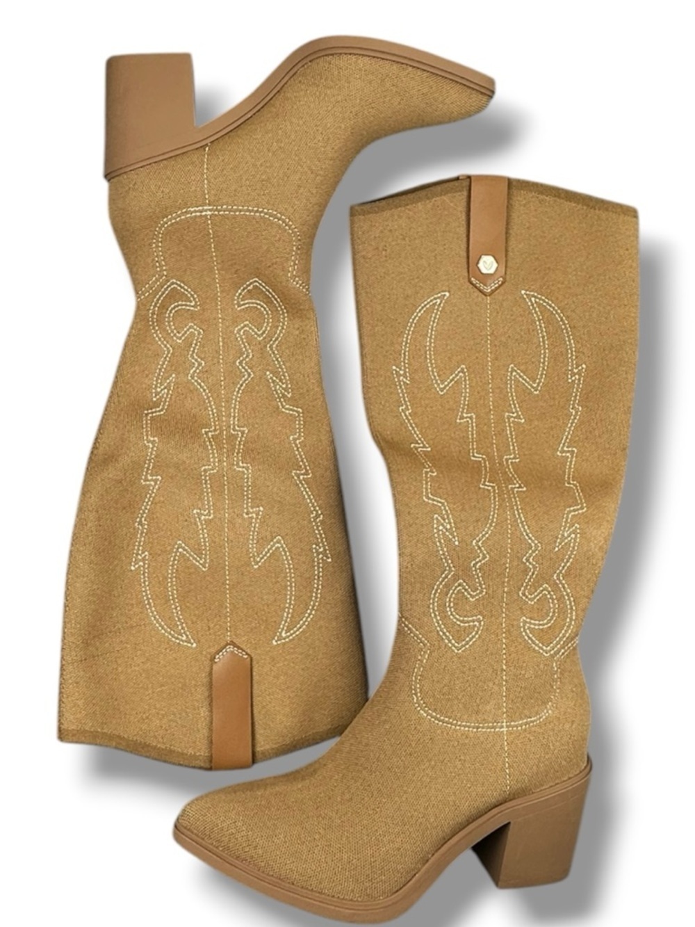 Vivaia Willow Pointed-Toe Western Knee-High Boots Wheat Size 39 NWOB
